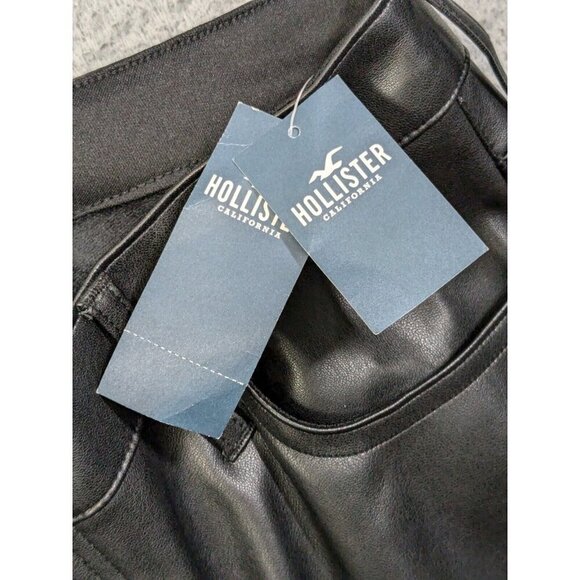 Hollister Faux Leather Pants 11S w30 (Meas 30x28) High Rise Flare Black - Picture 4 of 14
